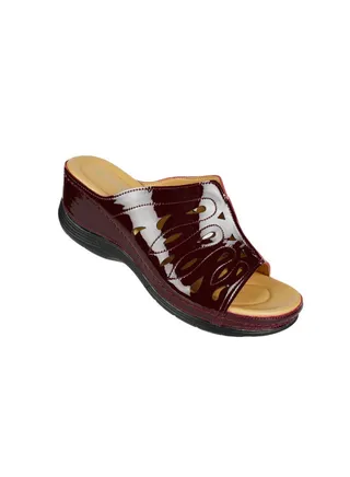 092-2702 Michelle Morgan Ladies Wedge Heel Sandals 2407-2 Bordo 