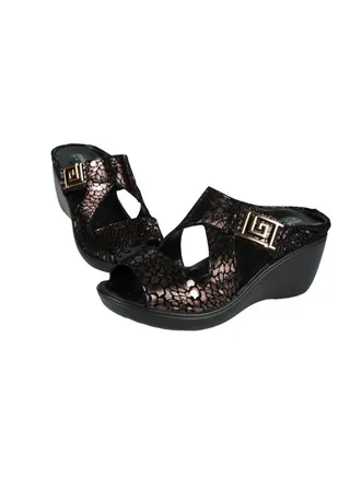 092-2730 Michelle Morgan Ladies Wedge Heel Sandals 20926-8 Pewter 