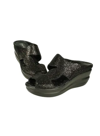 092-2716 Michelle Morgan Ladies Wedge Heel Sandals 19009-41 Black 