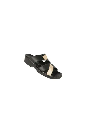 Josef Ladies Comfort Wedge Sandals 08851AR Black / Gold 