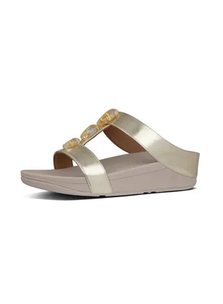Metallic  Slip-On Wedge Sandals Platino 