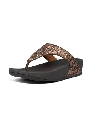 049-698 Fitflop Ladies Sandals Lulu Glitter Toe Thong X03-806 Chocolate 