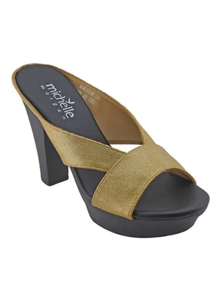 High Heel Wedge Sandals Gold/Black 