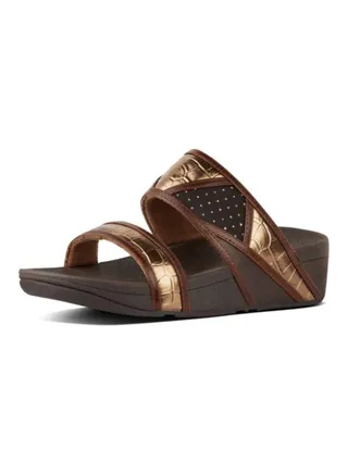 Rosa Art Slip-On Wedge Sandals Chocolate/Gold 