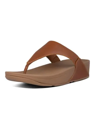 Lulu Toepost Slip-On Wedge Sandals Brown 