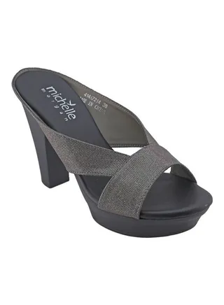 High Heel Wedge Sandals Grey/Black 