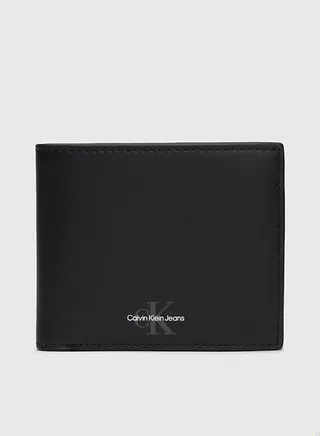 Men's Leather RFID Slimfold Wallet -  smooth leather, Black 