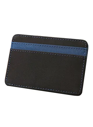 Faux Leather Card Holder Blue/Black 