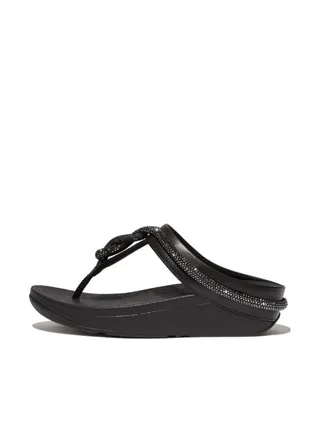 Fitflop Ladies Fino Crystal Toe Post FQ3-001 Black 