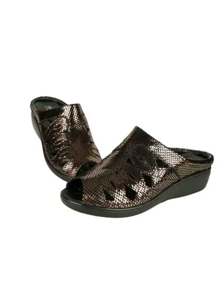 092-2723 Michelle Morgan Ladies Wedge Heel Sandals 2418-2 Pewter 