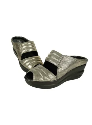 092-2715 Michelle Morgan Ladies Wedge Heel Sandals 19009-40 Gold 