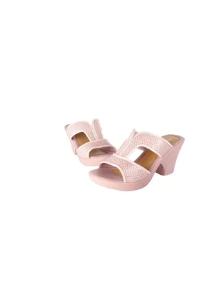 Michelle Morgan Ladies Snake Print Block Heel Sandals Pink 36 