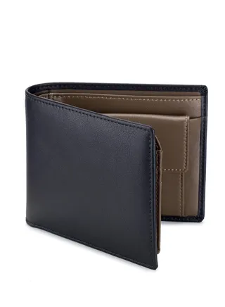 Leather Men's Wallet with Coin Pocket, RFID Blocking Slim Bifold Credit Card Wallet with ID Window(Dark Khaki) 
