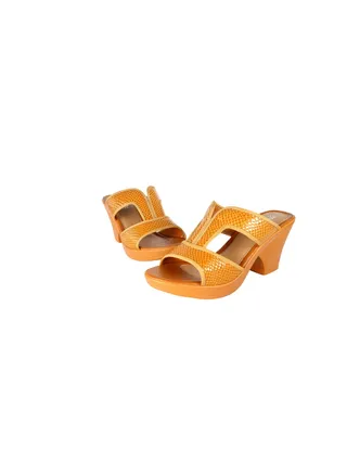 Michelle Morgan Ladies Snake Print Block Heel Sandals Sand 36 