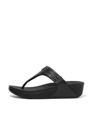 Fitflop Ladies Lulu Lazer Crystal Toe Post EU3-090 Black 