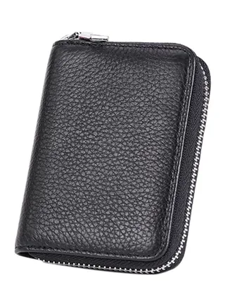 Calfskin Leather Card Holder Black 