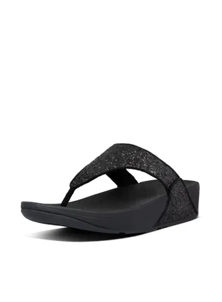 049-588 Fitflop Ladies Sandals Lulu Glitter Toe Thong X03-339 Black 