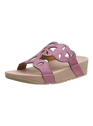 Elora Crystal Detail Wedge Heeled Sandals Heather Pink 