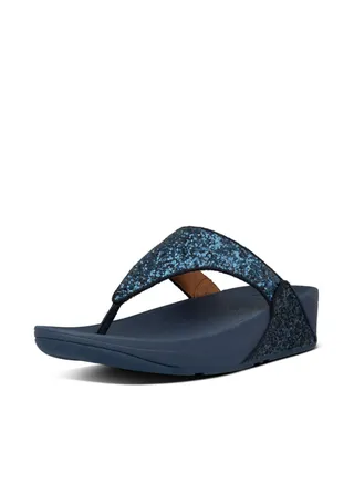 049-697 Fitflop Ladies Sandals Lulu Glitter Toe Thong X03-399 Navy 