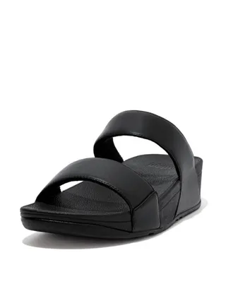 049-582 Lulu Leather Slides Ladies Sandals-ED4-090 All Black 