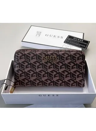 Sestri Logo Laurel Slg Large Zip Around Long Wallet Brown Print 