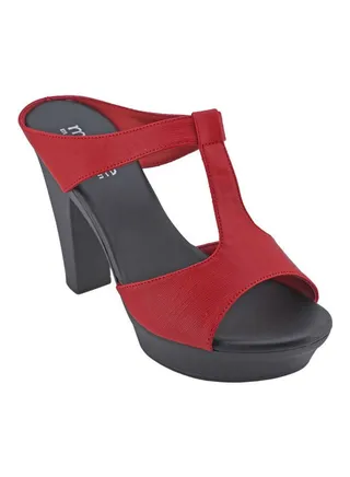 Slip-On Heeled Sandals Red 