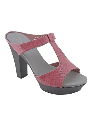 Slip-On Heeled Sandals Red/Grey/Black 