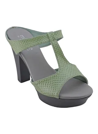 High Heel Wedge Sandals Green/Grey 