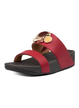 Rosa Cluster Slip-On Wedge Sandals Maroon 