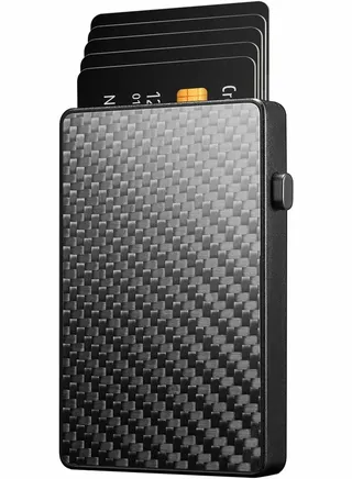 Card Wallet Pop-Up Card Wallet for Men Minimalist Credit Card Holder Slim Carbon Fiber Wallet RFID Blocking(Carbon Fiber) 