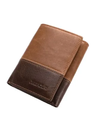 Colourblock Leather Mens Wallet Brown 