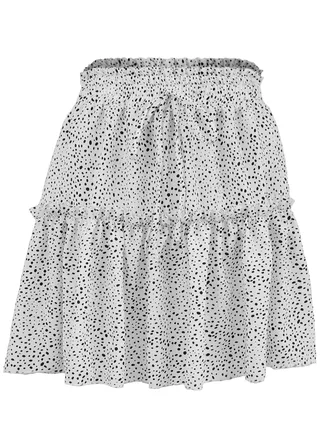 New Women's High-waisted Floral Half Skirt Peplum Printed A-Line Short Skirt 