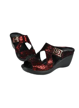 092-2731 Michelle Morgan Ladies Wedge Heel Sandals 20926-8 Bordo 