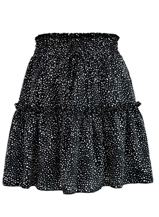 New Women's High-waisted Floral Half Skirt Peplum Printed A-Line Short Skirt 