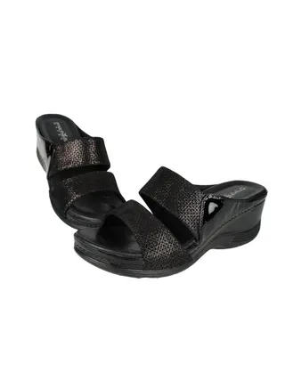 092-2698 Michelle Morgan Ladies Wedge Heel Sandals 2407-5 Black 