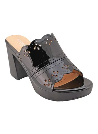 High Heel Wedge Sandals Black 