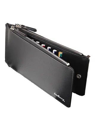 Slim Bi-Fold PU Leather Wallet Black 