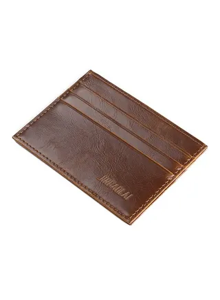 Simple Soft Leather Card Case With 6 Card Slots Brown 