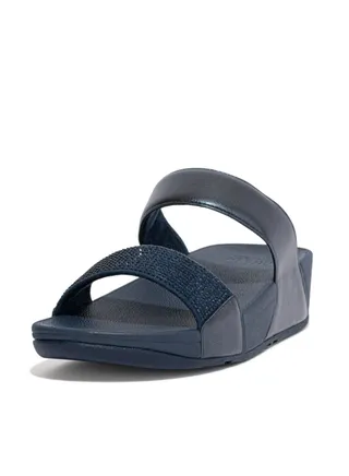 LULU Women's Crystal Embellished Slides - Midnight Blue (EC4-399) 
