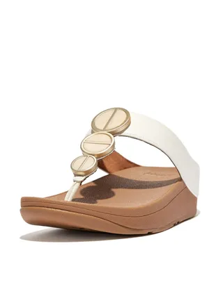 049-685 Fitflop Ladies Sandals Halo Metallic Toe Post FE5-477 Cream 