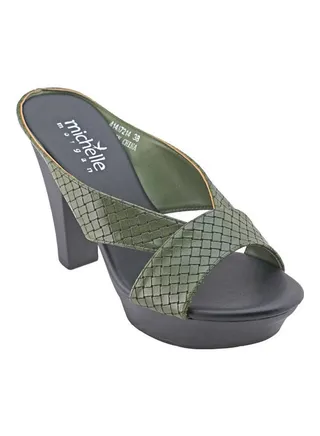 High Heel Wedge Sandals Green/Black 