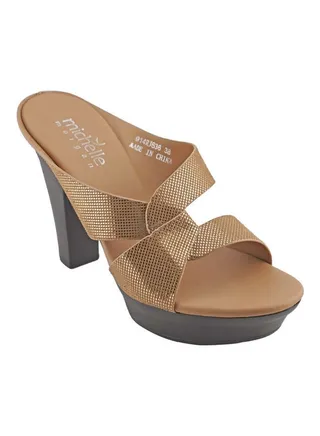 High Heel Wedge Sandals Gold/Brown 