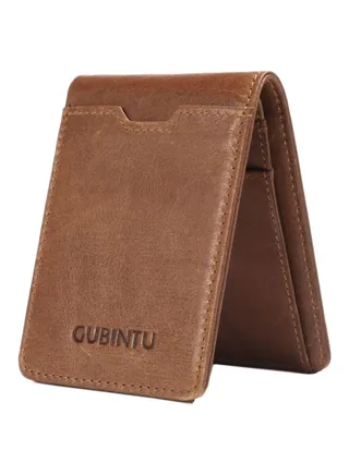 Men's Bi-Fold Leather Wallet Coffee 