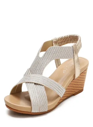 Leisure Fashion Wedge Heel Sandals 5CM Gold 