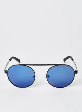 Men's Full Rim Metal Round Sunglasses - Lens Size: 51 mm 