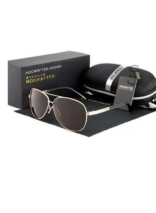 Men's Full Rim Polarized Aviator Frame Driving Sunglasses - Lens Size: 61 mm 