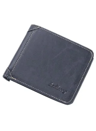 Leather Bifold Pocket Wallet Black 