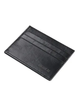 Simple Soft Leather Card Case With 6 Card Slots Black 