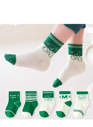 Child Absorb Sweat and Ventilate Socks 5 Pairs High Quality Socks One Size Fits All 