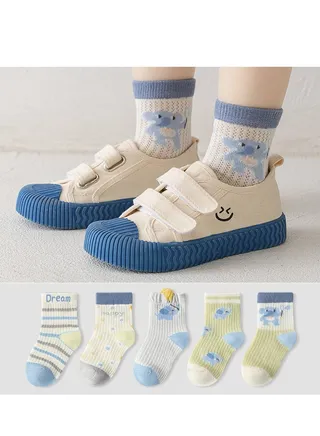 Child Absorb Sweat and Ventilate Socks 5 Pairs High Quality Socks One Size Fits All 